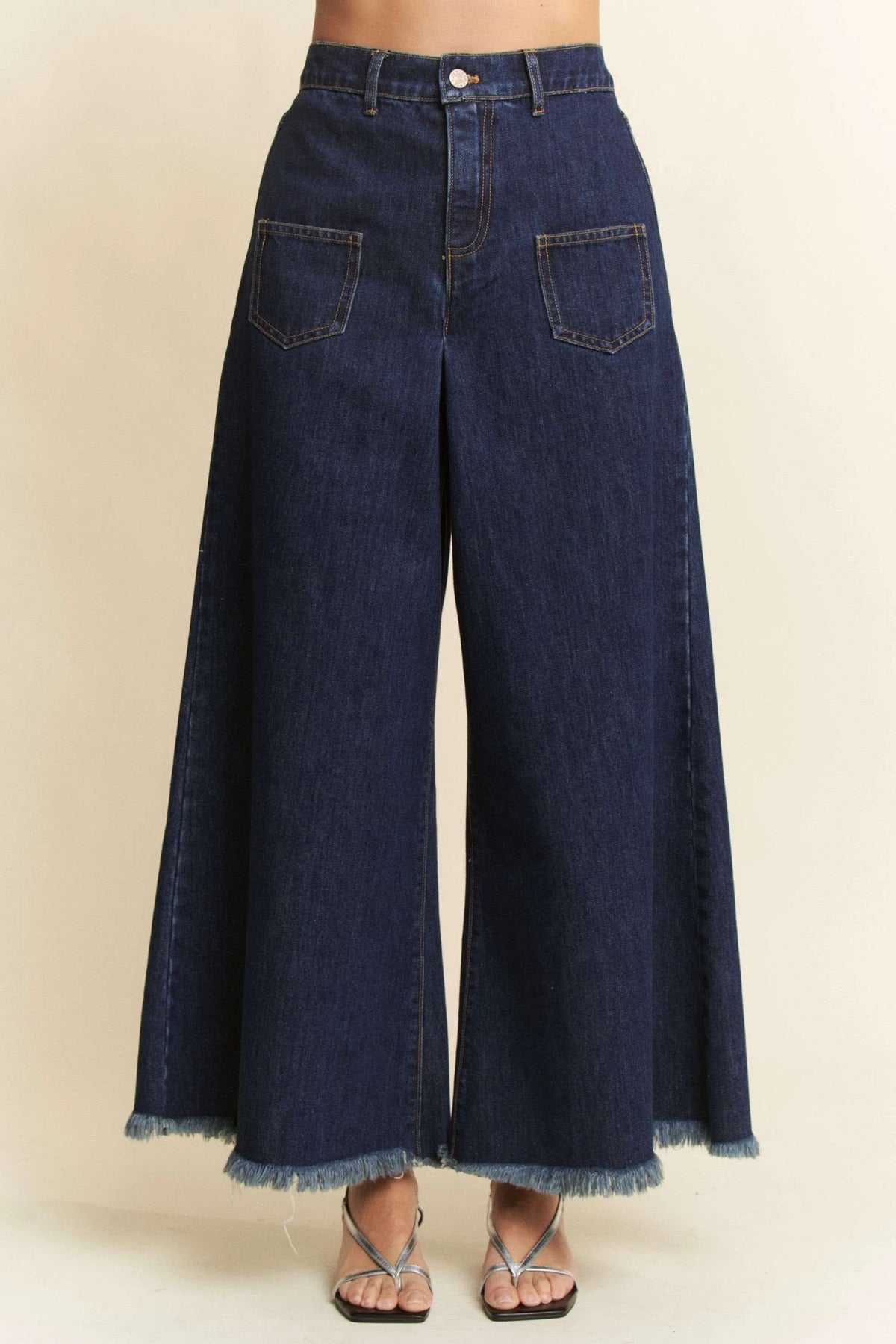 Davi & Dani Patch Pocket Wide Leg Culotte Jeans – Applauses Boutique